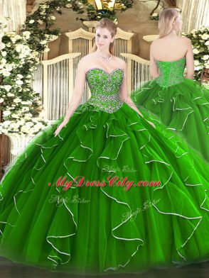 Sleeveless Beading and Ruffles Lace Up Quinceanera Gowns