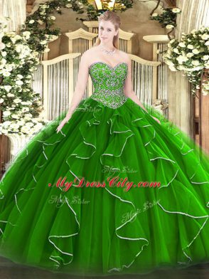 Sleeveless Beading and Ruffles Lace Up Quinceanera Gowns
