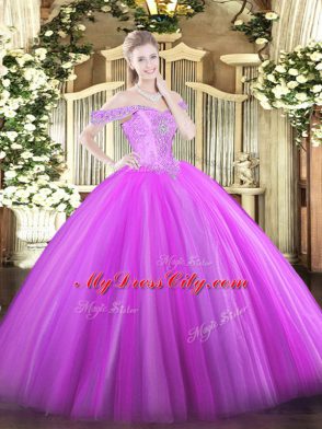 Best Sleeveless Beading Lace Up Quince Ball Gowns