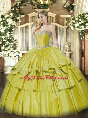 Sleeveless Lace Up Floor Length Beading and Ruffled Layers Quinceanera Dresses