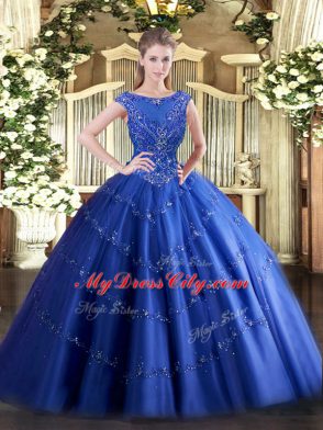 Fashion Sleeveless Beading and Appliques Zipper Vestidos de Quinceanera