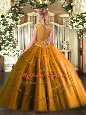 Fashion Sleeveless Beading and Appliques Zipper Vestidos de Quinceanera