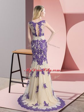 Noble Side Zipper Homecoming Dress Champagne for Prom and Party with Beading and Appliques Sweep Train