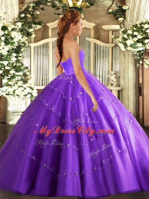 Stunning Blue Lace Up Sweet 16 Dress Beading and Appliques Sleeveless Floor Length
