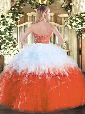 Gorgeous Floor Length Multi-color 15 Quinceanera Dress Halter Top Sleeveless Zipper