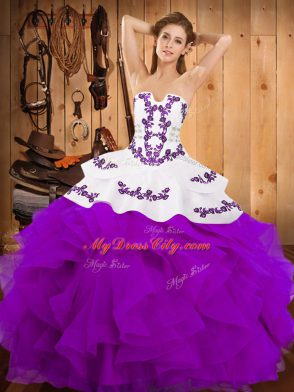 Delicate Sleeveless Embroidery and Ruffles Lace Up Sweet 16 Quinceanera Dress
