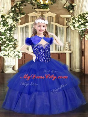 Sleeveless Beading and Ruffled Layers Lace Up Pageant Dress for Womens