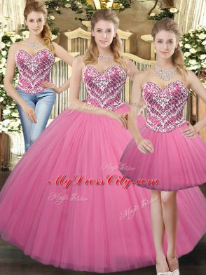 Excellent Tulle Sleeveless Floor Length Quinceanera Dresses and Beading
