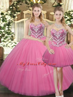 Excellent Tulle Sleeveless Floor Length Quinceanera Dresses and Beading