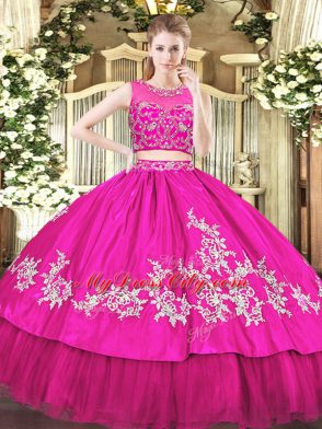 Tulle Sleeveless Floor Length Sweet 16 Quinceanera Dress and Beading and Appliques
