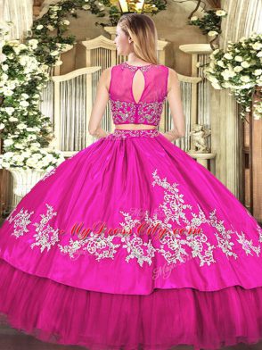 Tulle Sleeveless Floor Length Sweet 16 Quinceanera Dress and Beading and Appliques