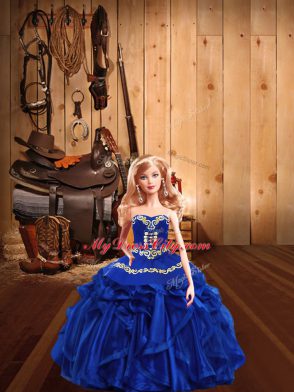 Extravagant Sweetheart Sleeveless Organza Quinceanera Gowns Embroidery and Ruffles Lace Up