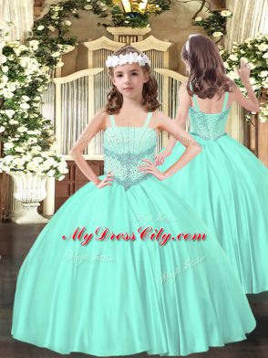 Ball Gowns Sweet 16 Dress Aqua Blue Sweetheart Tulle Sleeveless Floor Length Lace Up
