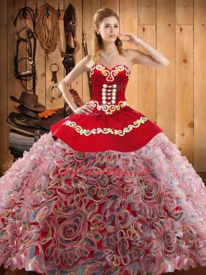 Dramatic Sleeveless Sweep Train Embroidery Lace Up Vestidos de Quinceanera
