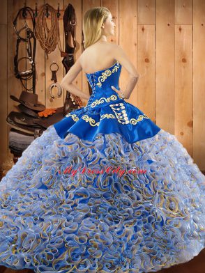 Dramatic Sleeveless Sweep Train Embroidery Lace Up Vestidos de Quinceanera