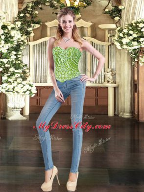 Three Pieces Quinceanera Gown Sweetheart Organza Sleeveless Floor Length Lace Up