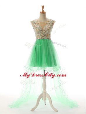 Sophisticated Turquoise Sleeveless Tulle Backless for Prom and Party