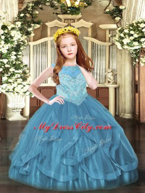 Sleeveless Beading and Ruffles Zipper Little Girls Pageant Dress Wholesale