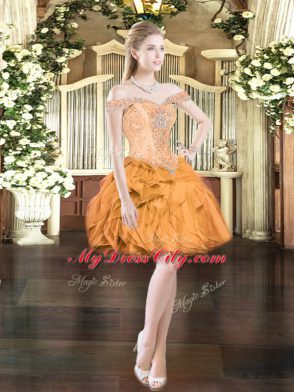 Orange Red Sleeveless Organza Lace Up Quinceanera Dresses for Military Ball and Sweet 16 and Quinceanera