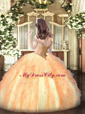 Adorable Sleeveless Beading and Ruffles Lace Up Glitz Pageant Dress