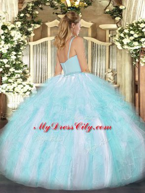 Custom Designed Yellow Green Ball Gowns Straps Sleeveless Tulle Floor Length Zipper Beading and Ruffles Sweet 16 Dress
