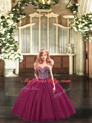 Floor Length Lace Up Vestidos de Quinceanera Burgundy for Military Ball and Sweet 16 and Quinceanera with Beading