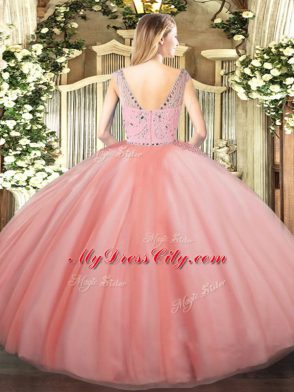 Pretty Yellow Green Zipper Bateau Beading 15 Quinceanera Dress Tulle Sleeveless