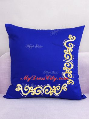 Blue Tulle Lace Up Quinceanera Gowns Sleeveless Floor Length Ruffles