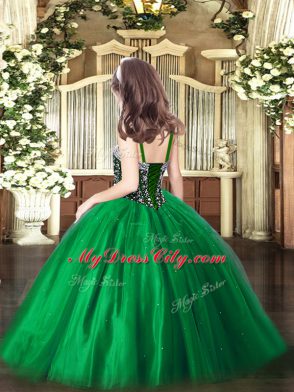 Purple Sleeveless Tulle Lace Up Pageant Dress for Teens for Party and Quinceanera