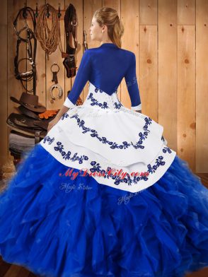 Sweet Sleeveless Embroidery and Ruffles Lace Up Vestidos de Quinceanera