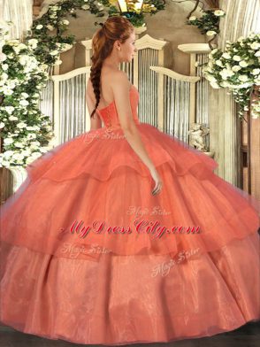 Baby Blue Ball Gowns Sweetheart Sleeveless Organza Floor Length Lace Up Beading and Ruffled Layers Vestidos de Quinceanera