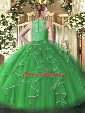 Sexy Organza Sleeveless Floor Length Sweet 16 Dress and Ruffles
