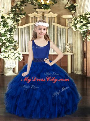 Sleeveless Beading and Ruffles Zipper Glitz Pageant Dress