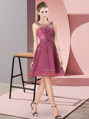 Sleeveless Zipper Knee Length Appliques Bridesmaid Dress
