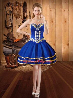 Sweetheart Sleeveless Lace Up Quinceanera Dresses Blue Satin and Tulle