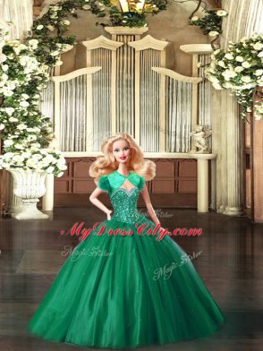Ball Gowns Sweet 16 Quinceanera Dress Green Sweetheart Tulle Sleeveless Floor Length Lace Up