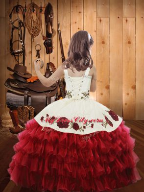 Wonderful Floor Length Ball Gowns Sleeveless Fuchsia Little Girls Pageant Dress Wholesale Lace Up
