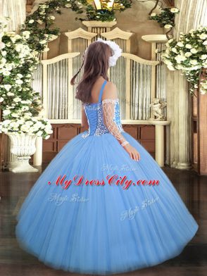 Customized Floor Length Ball Gowns Sleeveless Rose Pink Girls Pageant Dresses Lace Up