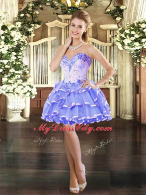 Fashionable Floor Length Lavender Sweet 16 Dress Sweetheart Sleeveless Lace Up