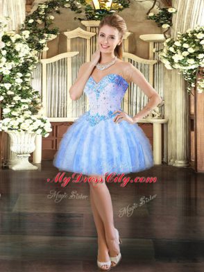 Beading and Ruffles Quinceanera Dress Lavender Lace Up Sleeveless Floor Length