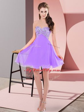 Perfect Mini Length Lavender Homecoming Dress Sweetheart Sleeveless Lace Up
