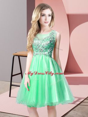 Gorgeous Knee Length A-line Sleeveless Apple Green Prom Dresses Zipper