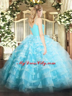 Gorgeous Apple Green Quinceanera Dress Military Ball and Sweet 16 and Quinceanera with Ruffled Layers Spaghetti Straps Sleeveless Zipper