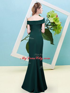 Latest Royal Blue Off The Shoulder Neckline Ruching Dama Dress Sleeveless Zipper