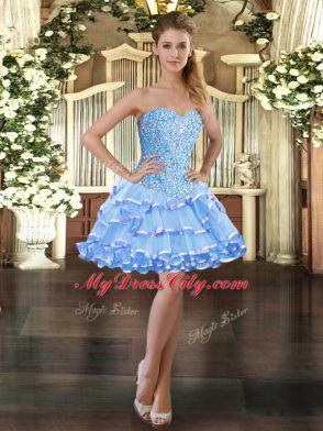 Superior Sleeveless Beading and Ruffled Layers Lace Up Sweet 16 Quinceanera Dress