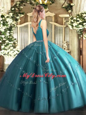 Fantastic Wine Red Tulle Zipper V-neck Sleeveless Floor Length Sweet 16 Quinceanera Dress Beading