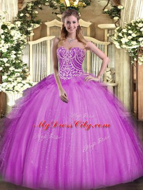 Flare Ball Gowns Ball Gown Prom Dress Fuchsia Sweetheart Organza Sleeveless Floor Length Lace Up