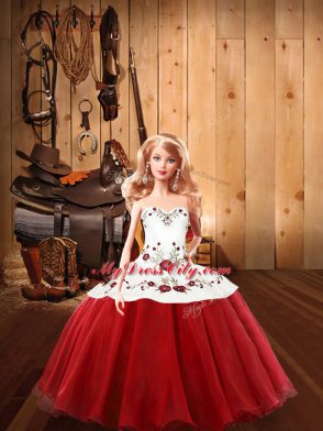 Wine Red Satin and Tulle Lace Up Quinceanera Dresses Sleeveless Floor Length Embroidery