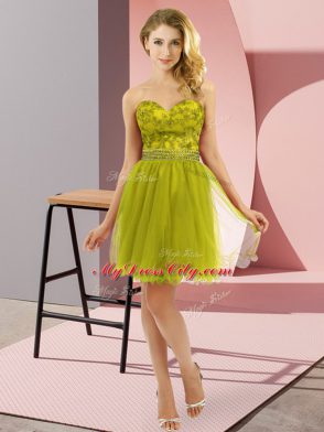 Tulle Sleeveless Mini Length Prom Evening Gown and Beading