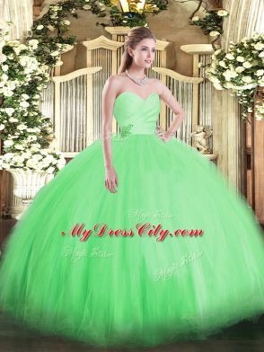 Hot Sale Green Sweetheart Lace Up Beading Quinceanera Gown Sleeveless